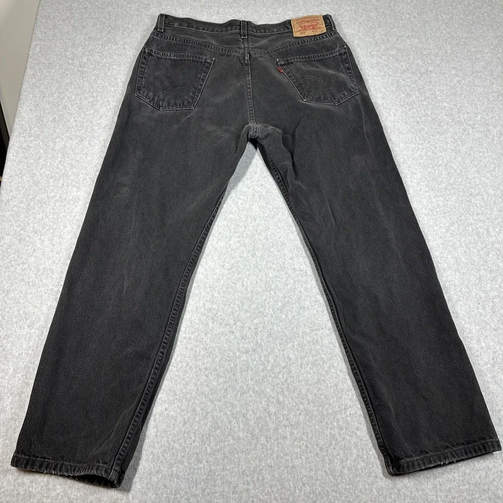 Levis 505 Vintage Y2K Regular Fit Men's 36x30 Black‎ Denim Jeans Retro